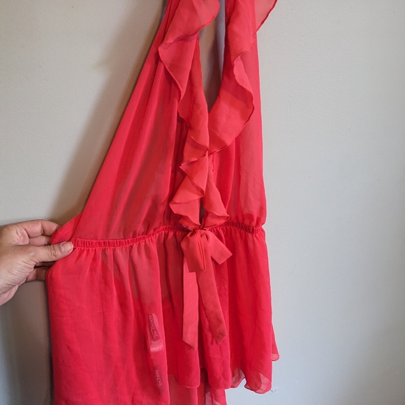 NWT Adore Me Coral Sheer Tie V-Neck Nightie, size XL - Picture 2 of 7